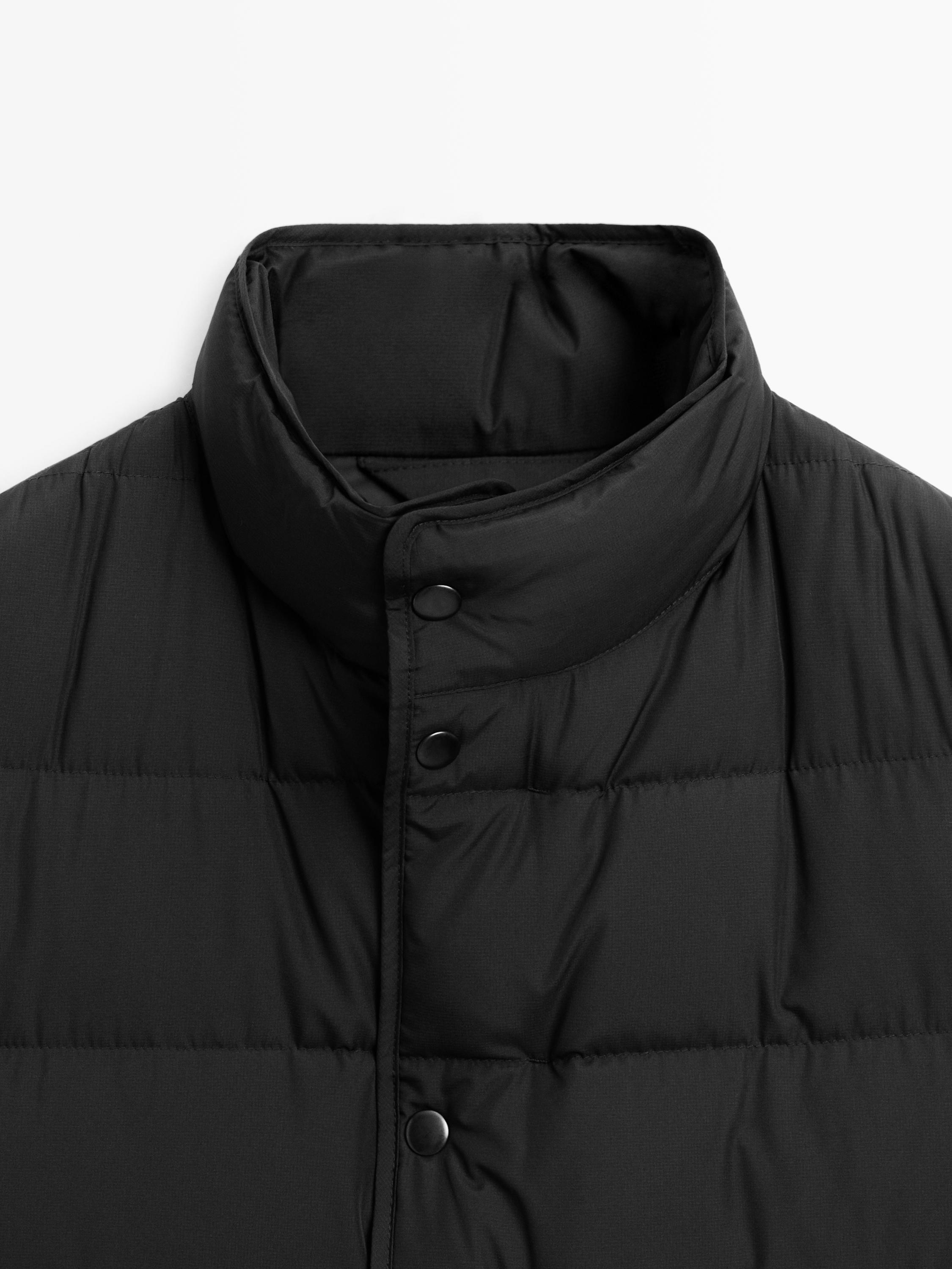 Water-repellent puffer gilet with down blend